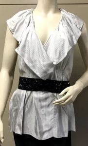 NWT BCBG stripe ruffle blouse
